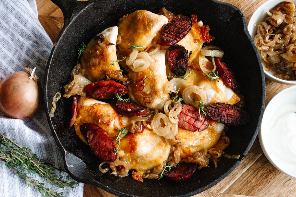 Double Smoked Ukrainian Sausage and Pierogis