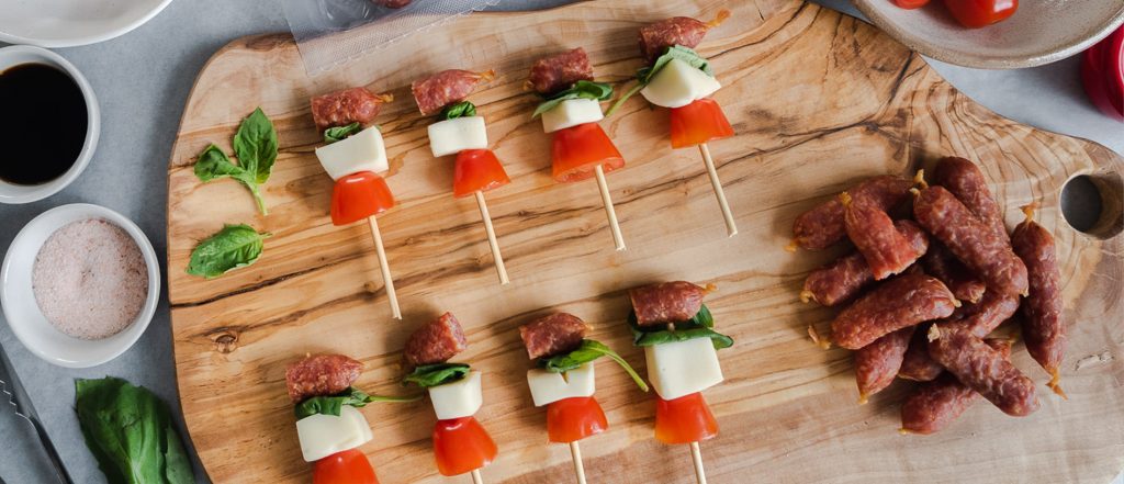 Caprese Mini Skewers with Italian Style Salami Bites