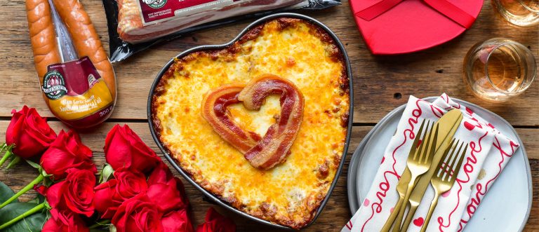 Valentine’s Day Lasagna with Bacon & Sausage